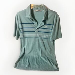 Travis Mathew Polo Shirt Mens S Blue Stripe Short Sleeve Golf         K‎